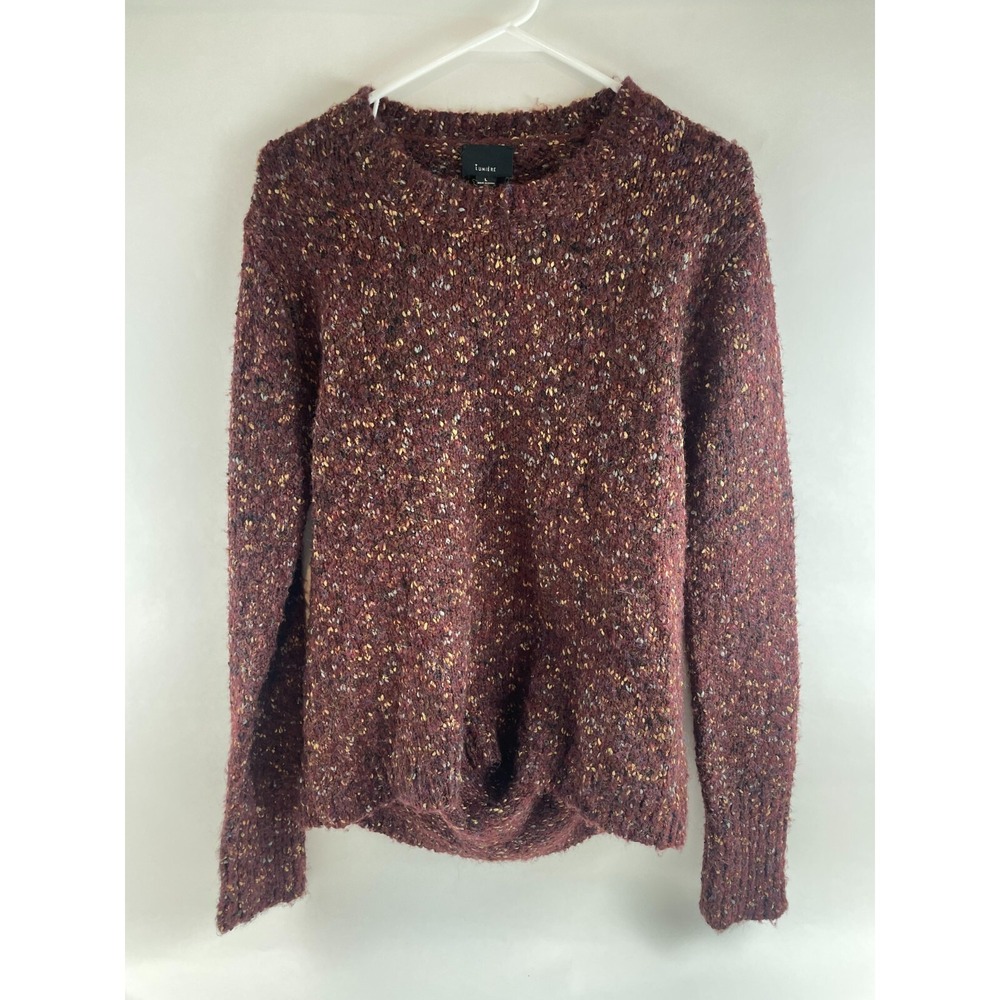 Lumiere Sweater Women's Size Large Maroon Back Slit Pullover Round Neck Long Slv